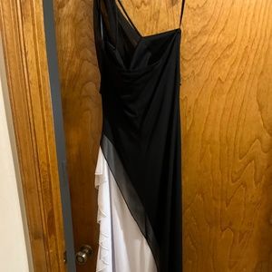 Black & White off the shoulder mid dress